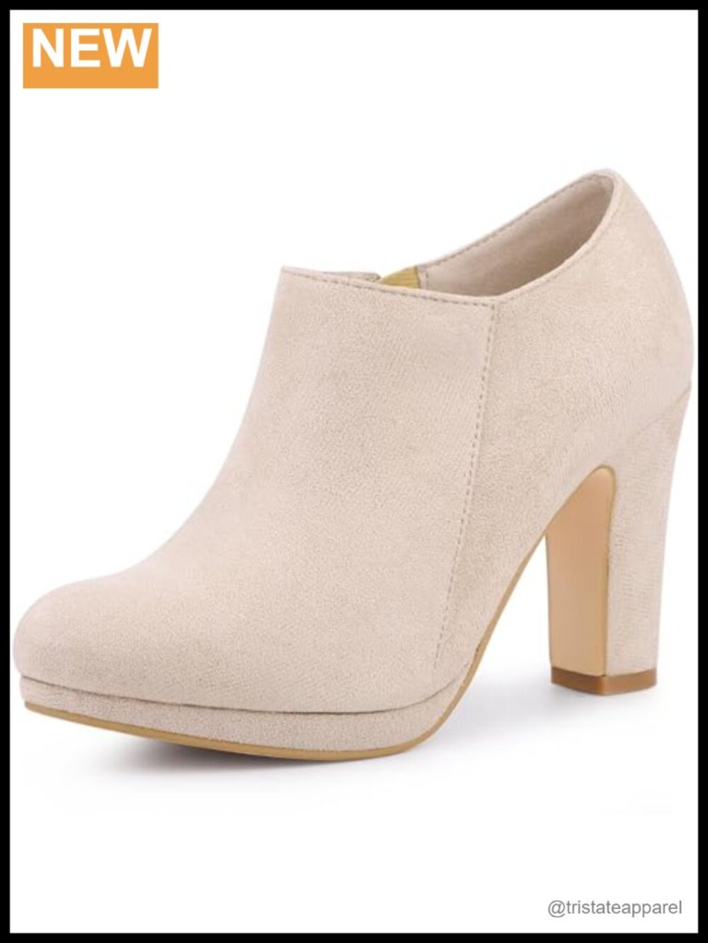 Platform Block Heel Ankle Booties Faux Suede Round Toe Side Zip Women's Boots